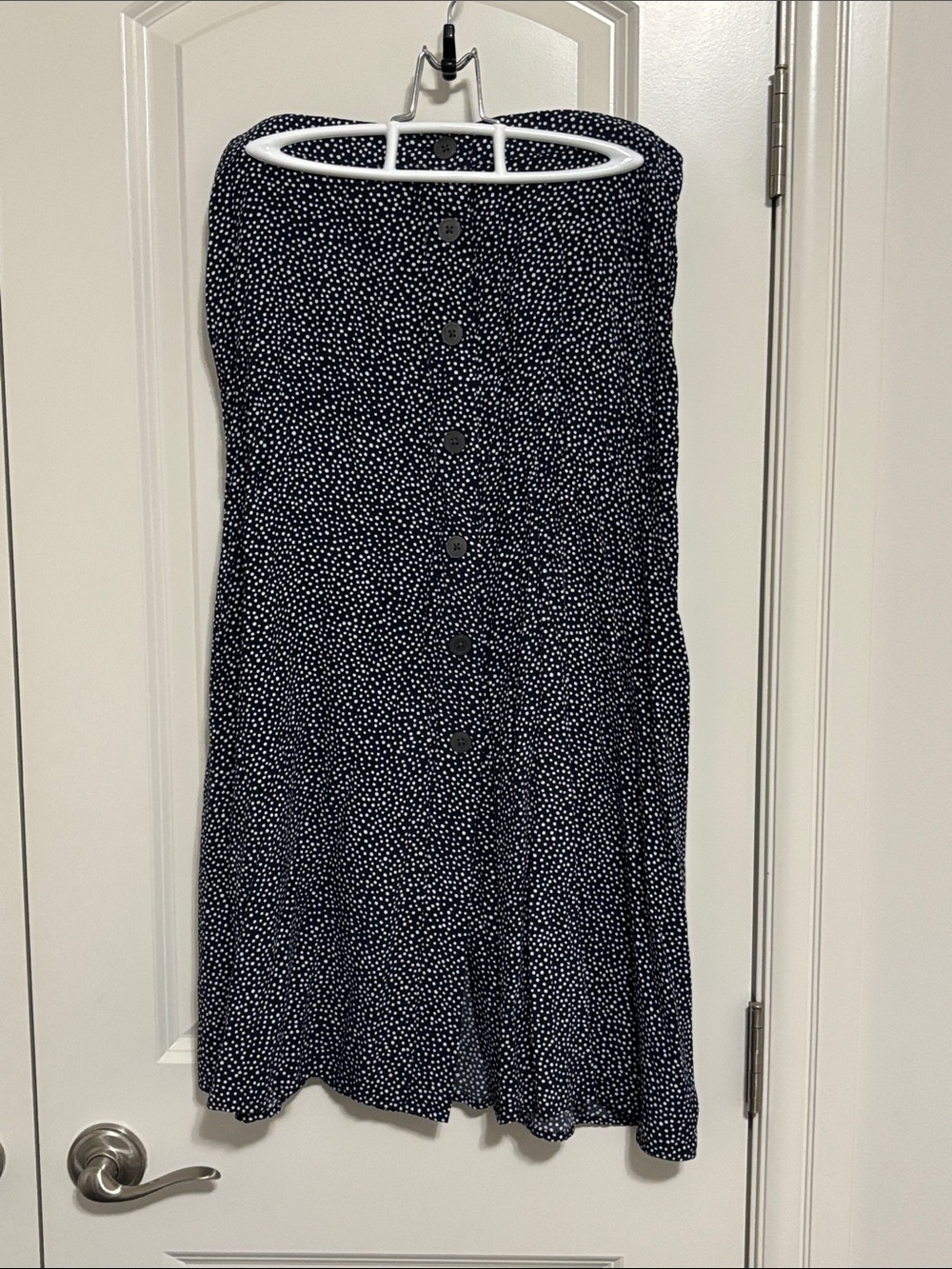 GAP Navy and White Polka Dot Button-Front Midi Skirt
